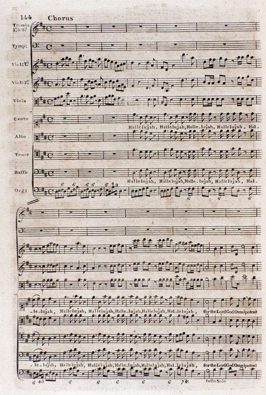 Page of the score of the chorus “” Hallelujah”” in 