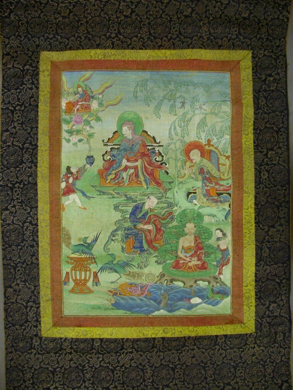 纪念印度萨迦班智达迦叶尊者的七幅彩绘横幅（唐卡）之一 作者 未知艺术家