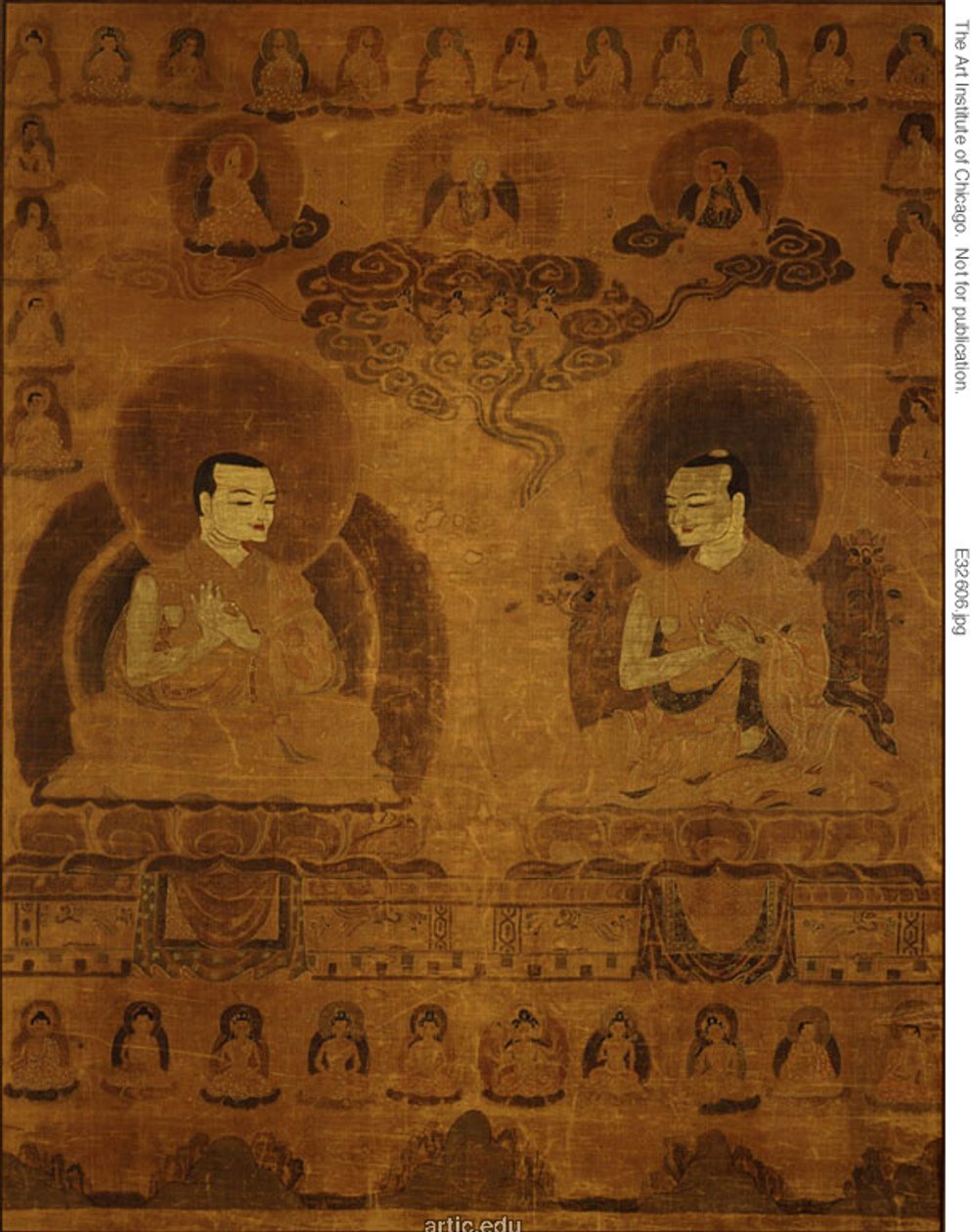 萨迦派传承教师的彩绘旗帜（唐卡 作者 未知艺术家
