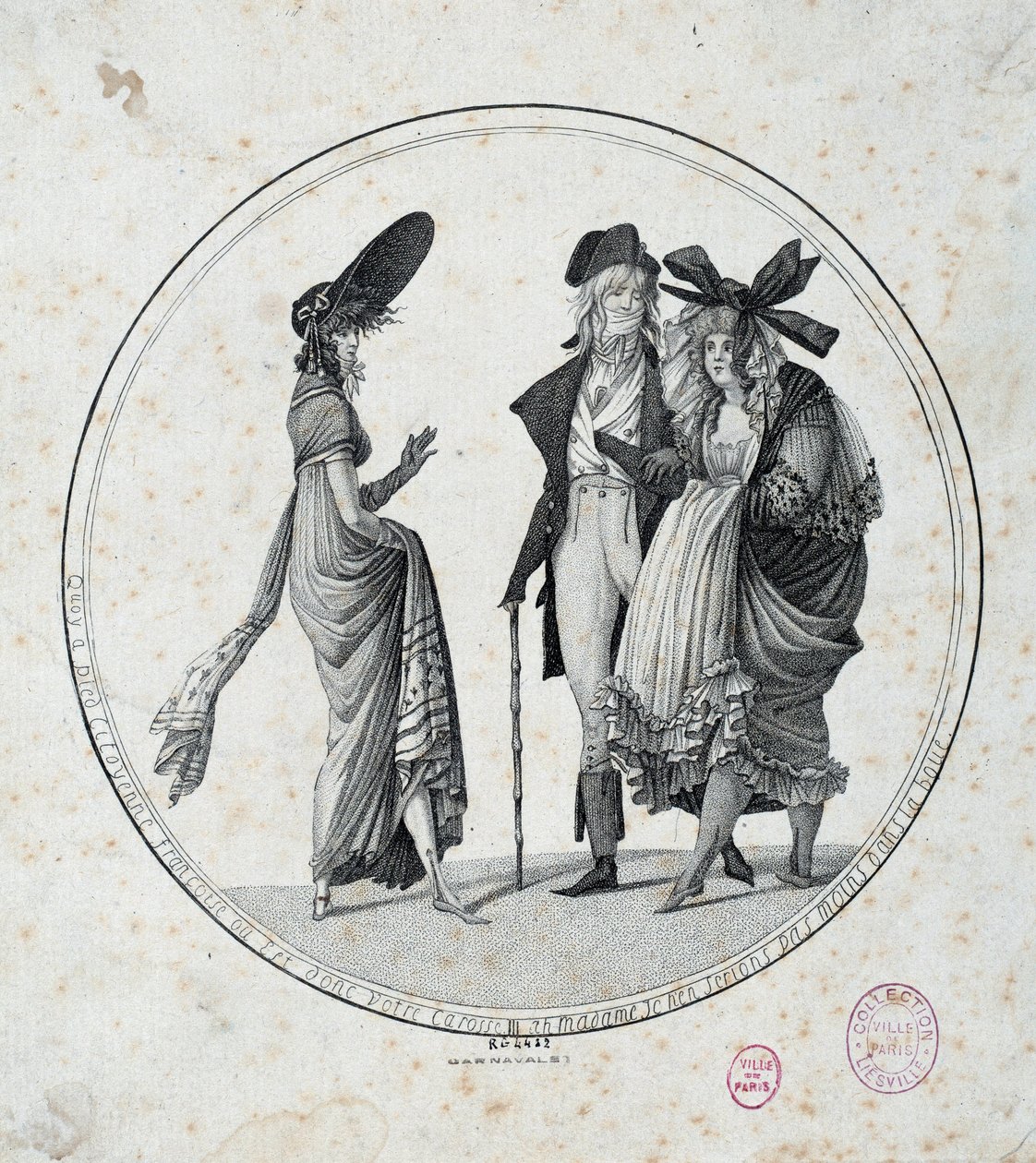 巴黎时装：“惊人而精彩”” 1795 年巴黎雕刻，卡纳瓦莱博物馆 作者 未知艺术家