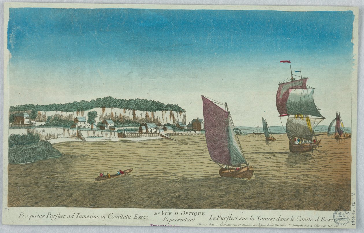 窥视，第 21 次光学视图，代表埃塞克斯郡的 Purfleet ad Tamesim 招股书/Le Purfleet Sur la Tamise Dans le Comté d