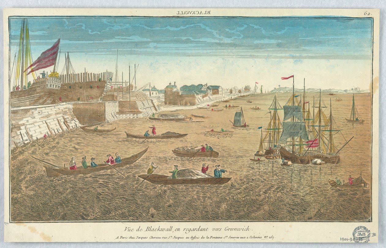 偷窥，Vue de Blackwall, en Regardant Vers Greenwich, 62 作者 未知艺术家