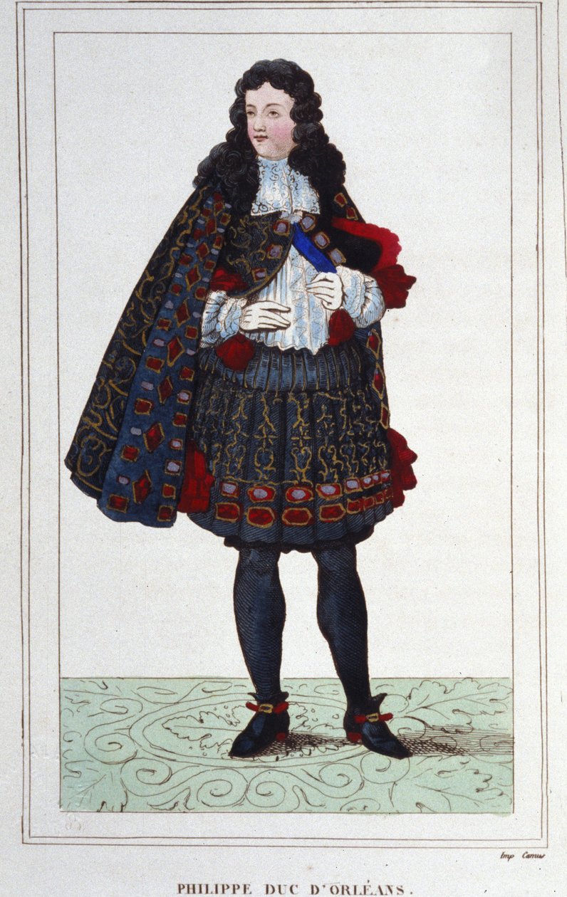 菲利普二世，奥尔良、沙特尔、瓦卢瓦、内穆尔和蒙彭西耶公爵 (1674-1723)。 1715 年至 1723 年担任法国摄政王。 1830 年雕刻。 作者 未知艺术家