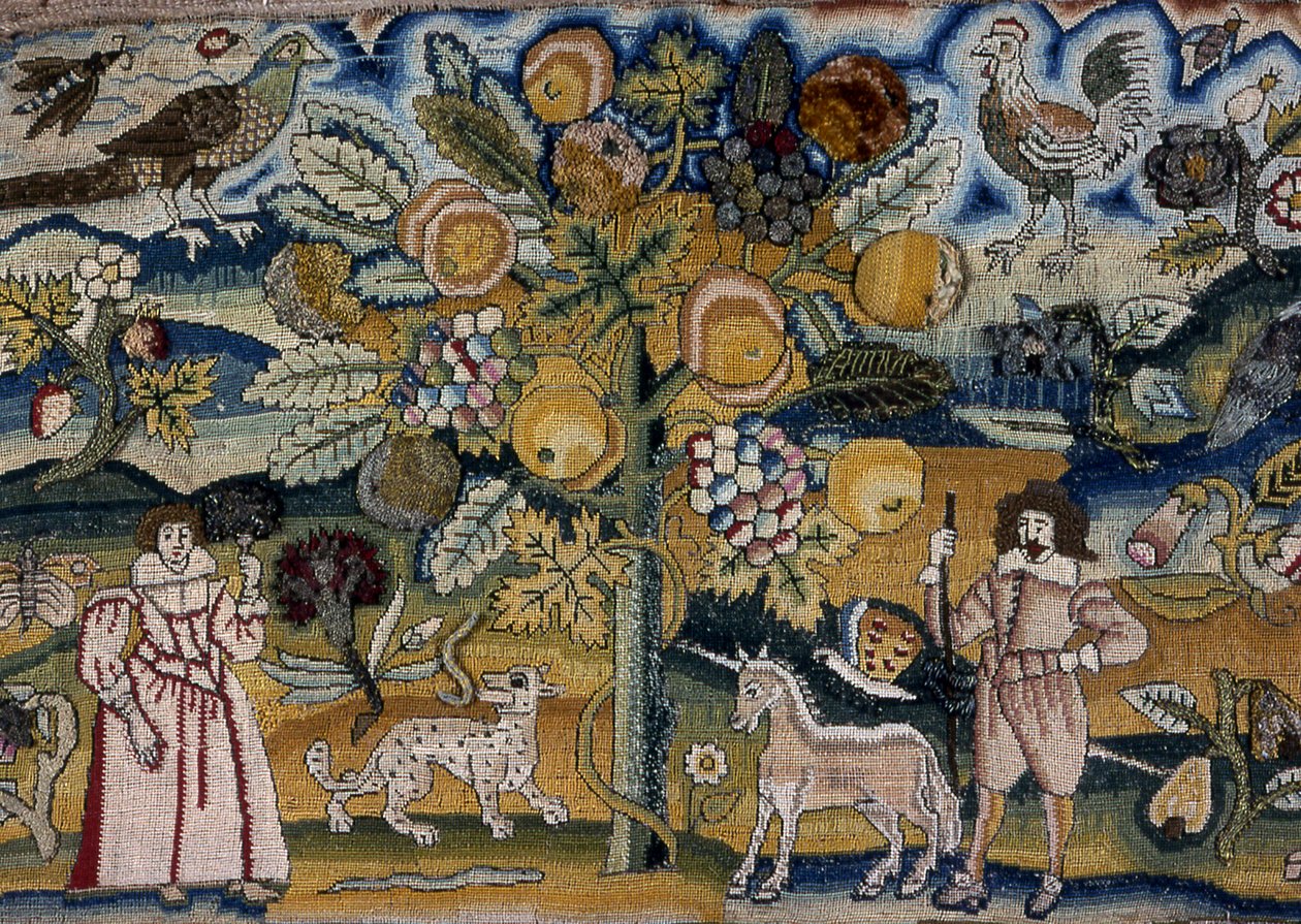 描绘亚当和夏娃的图画（针线活） 作者 未知艺术家