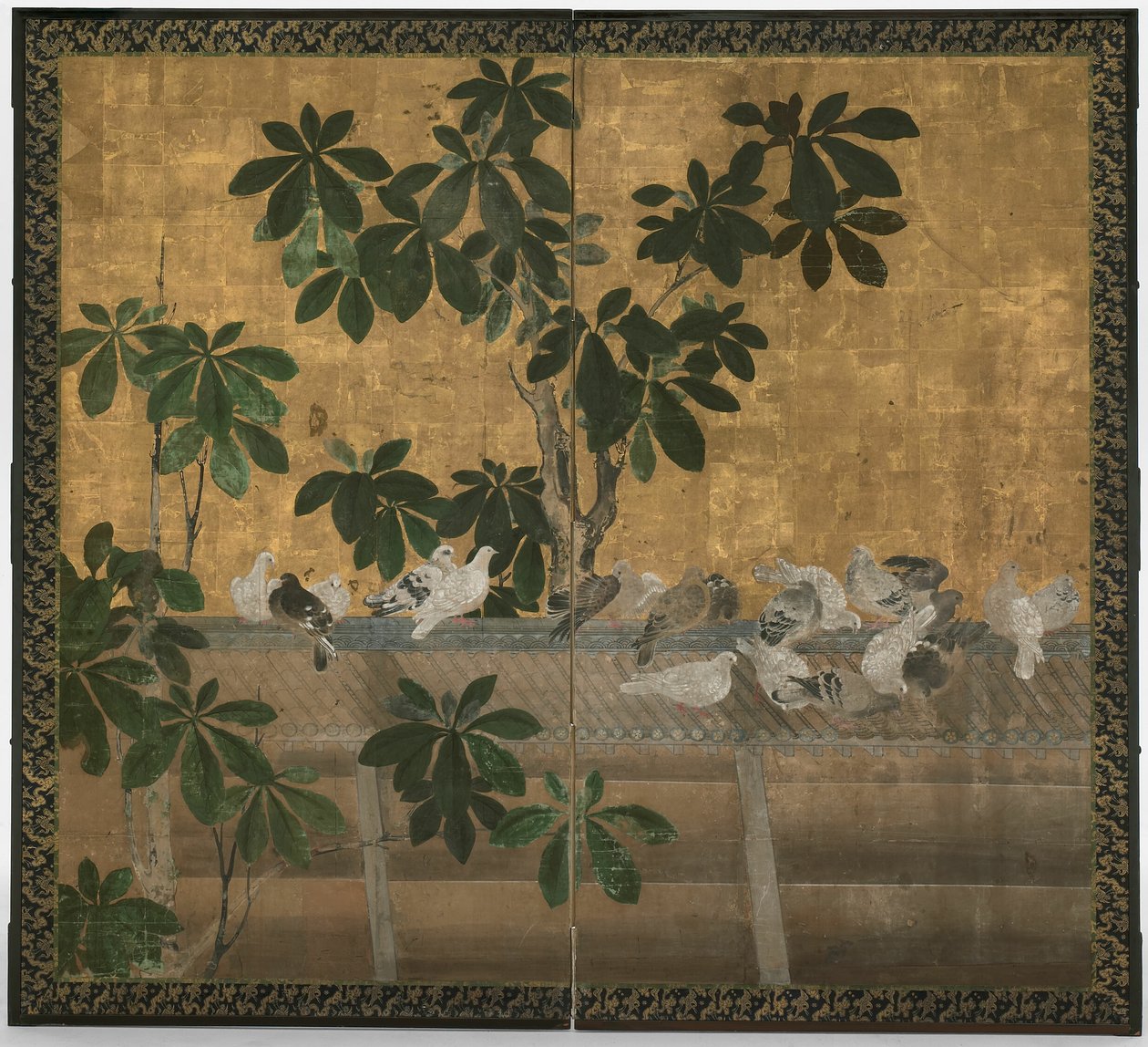 鸽子和杜鹃花 作者 未知艺术家