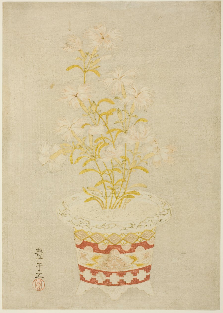 瓷壶中的粉红色 作者 未知艺术家