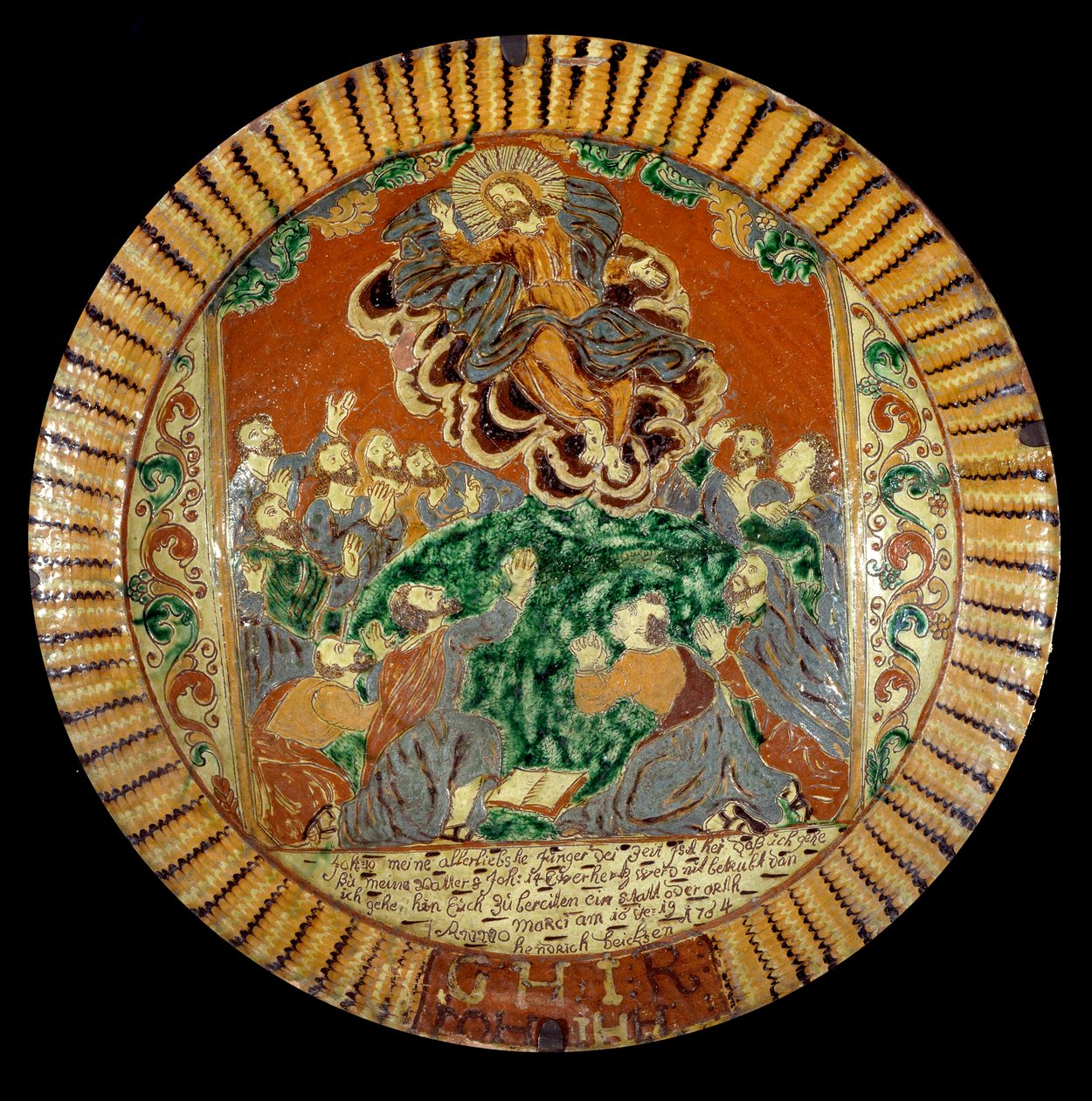代表基督升天的涂漆地球板。 1752. Sevres，国立陶瓷博物馆 作者 未知艺术家