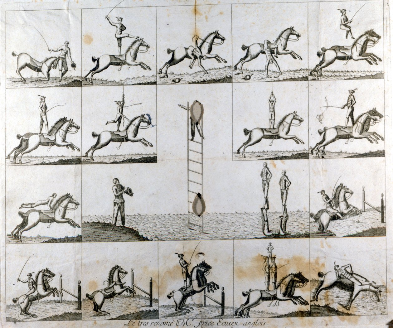 一版 19 幅版画，描绘了英国剧作家普莱斯先生的英勇。 约 1790 作者 未知艺术家