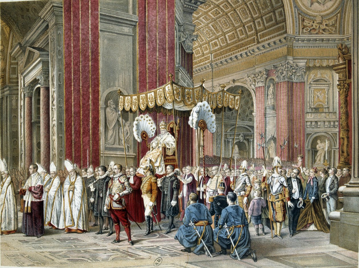 Pope Pius IX (1792-1846) went to the opening ceremony on 08/12/1869 of the first Vatican Council in St. Peter