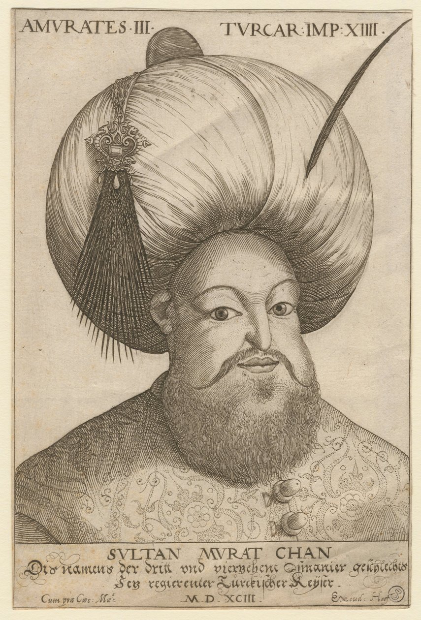 Portrait de Mourad III (1546-1595), sultan ottoman - Murad III (1546-1595), Sultan of the Ottoman Empire - Anonymous - 1593 - Etching - 18,5x12,3 - Private Collection 作者 未知艺术家