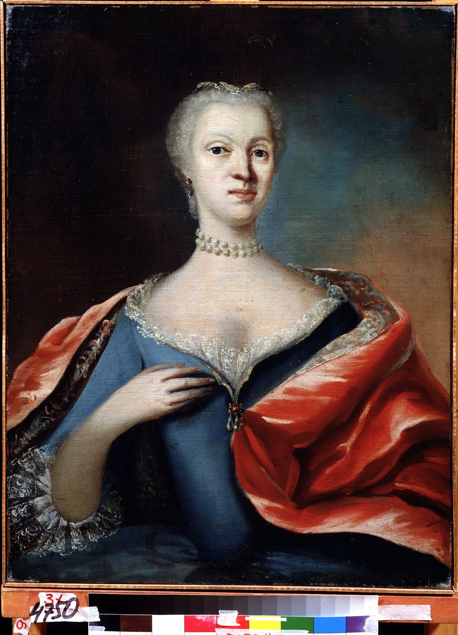 Portrait de la princesse Charlotte Christine de Brunswick Wolfenbuttel, epouse du tzarevich Alexis de Russie (1694-1715)（俄罗斯沙皇阿列克谢的妻子夏洛特-克里斯蒂娜-不伦瑞克-沃尔芬布特尔的肖像）。无名画。蜡染、 作者 未知艺术家