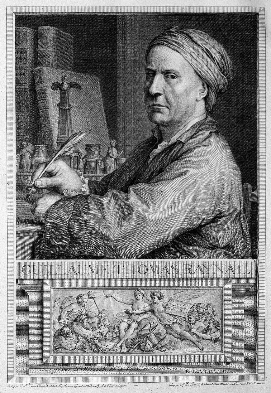 Portrait en frontispiece de Raynal - in “” Philosophical and Political History of European Settlements and Trade in the Two Indes”” by Guillaume Thomas Raynal. 作者 未知艺术家