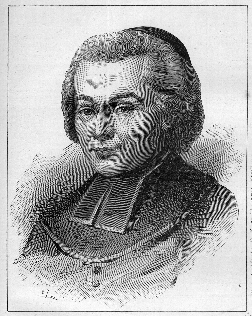 Abbe Fabre或Jean-Baptiste（让-巴蒂斯特）Fabre（1727-1783）的肖像，他是法国的教士和作家。刊登在 "世界插图 "上的雕版画 作者 未知艺术家