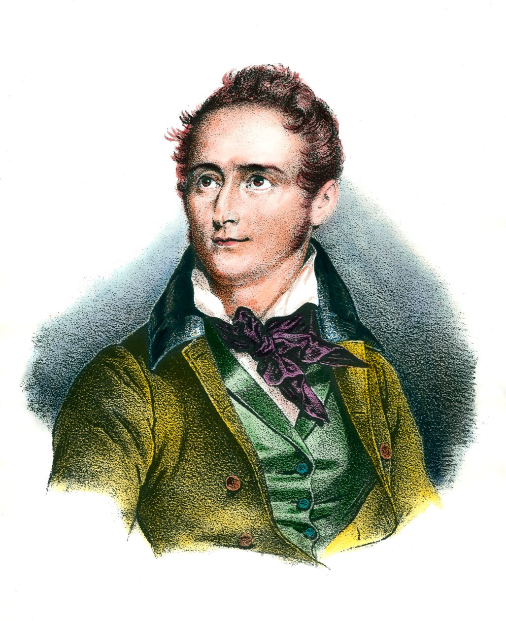 阿尔方斯-德-拉马丁（1790-1869）法国诗人的肖像 19世纪的雕版画 私人收藏 作者 未知艺术家