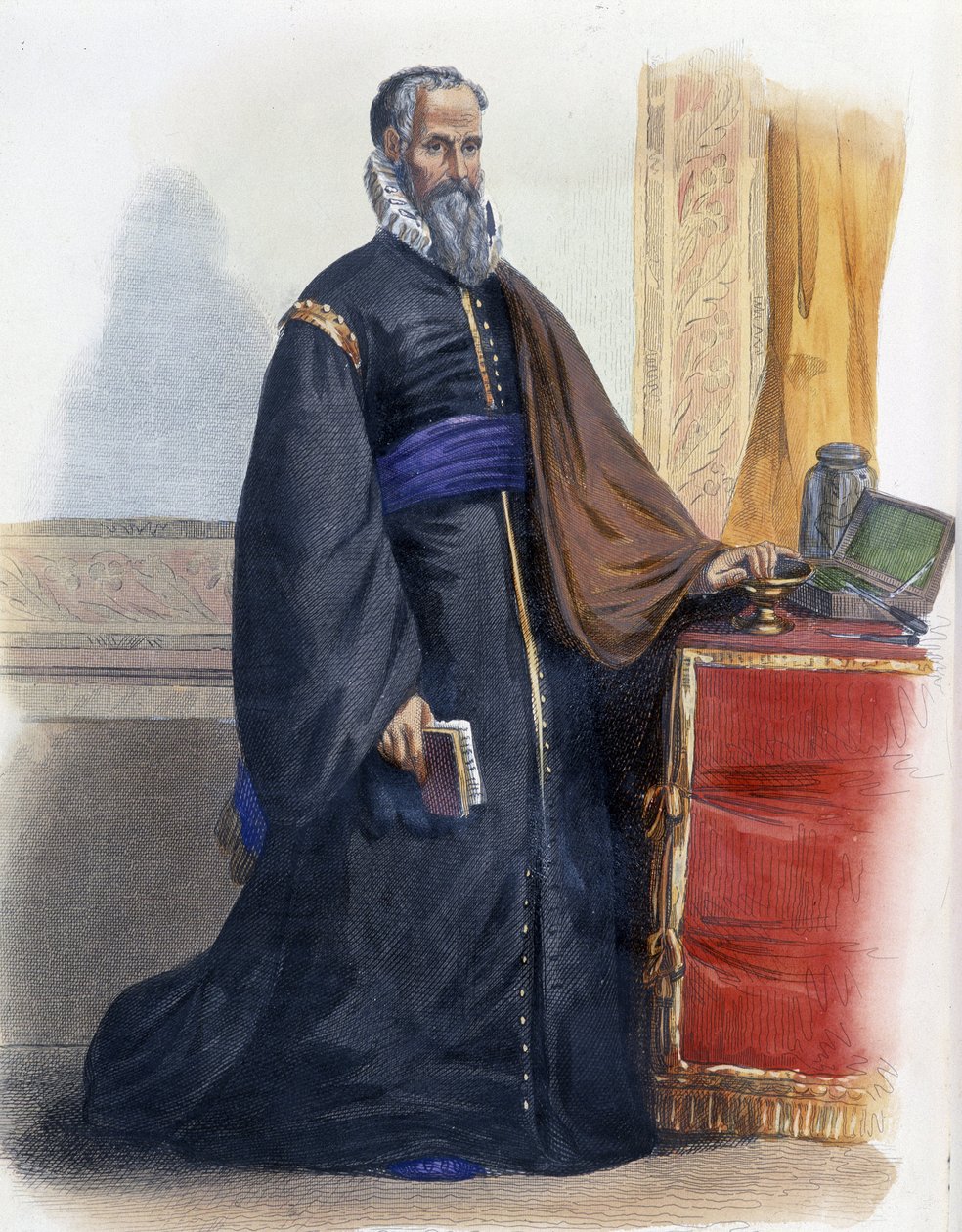 Ambroise Paré 的肖像，法国内科医生和外科医生（1509-1590）。 - 在“”Le Plutarque francais””编辑。 巴黎门内谢特 作者 未知艺术家