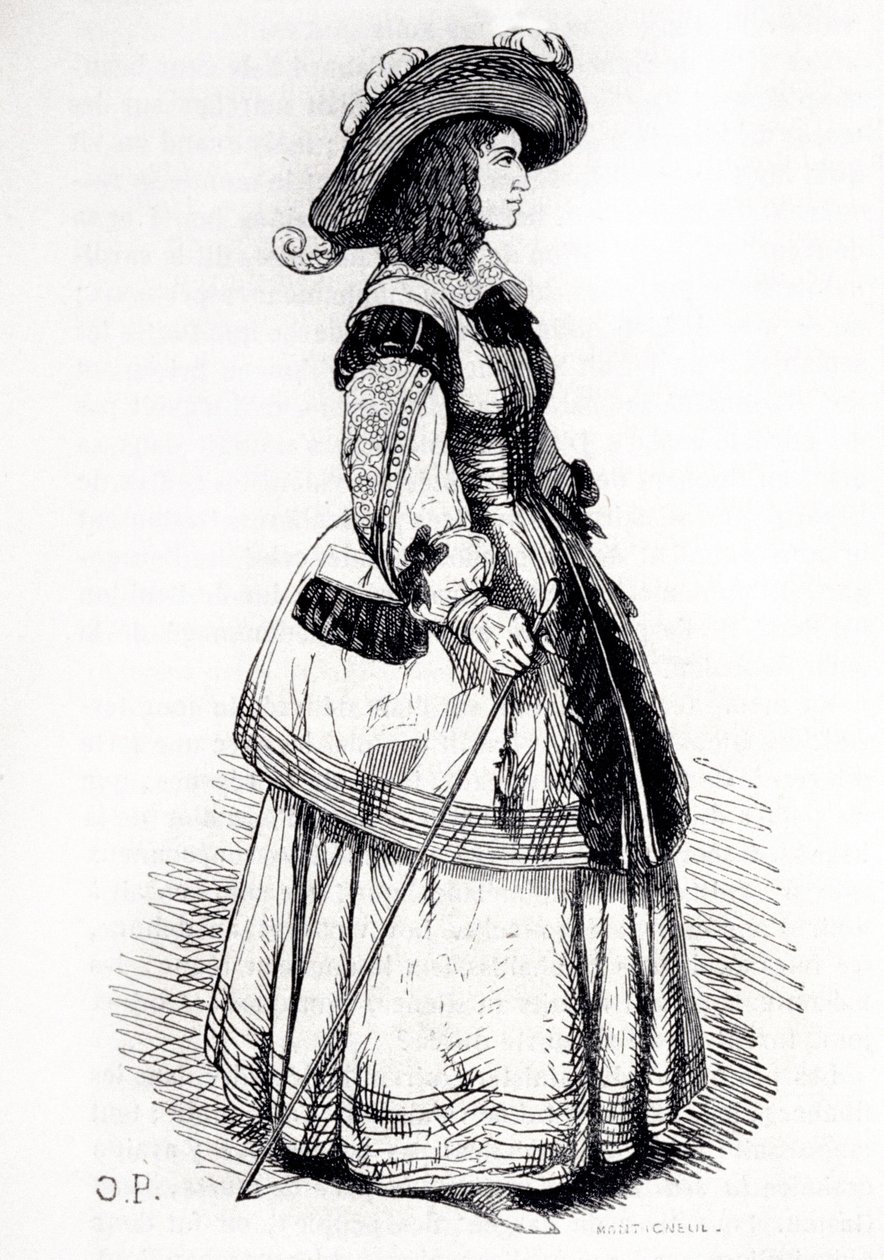 安妮·玛丽·路易丝·德奥尔良的肖像，蒙彭西耶公爵夫人 (1627-1693 年) 18 世纪的雕刻 作者 未知艺术家