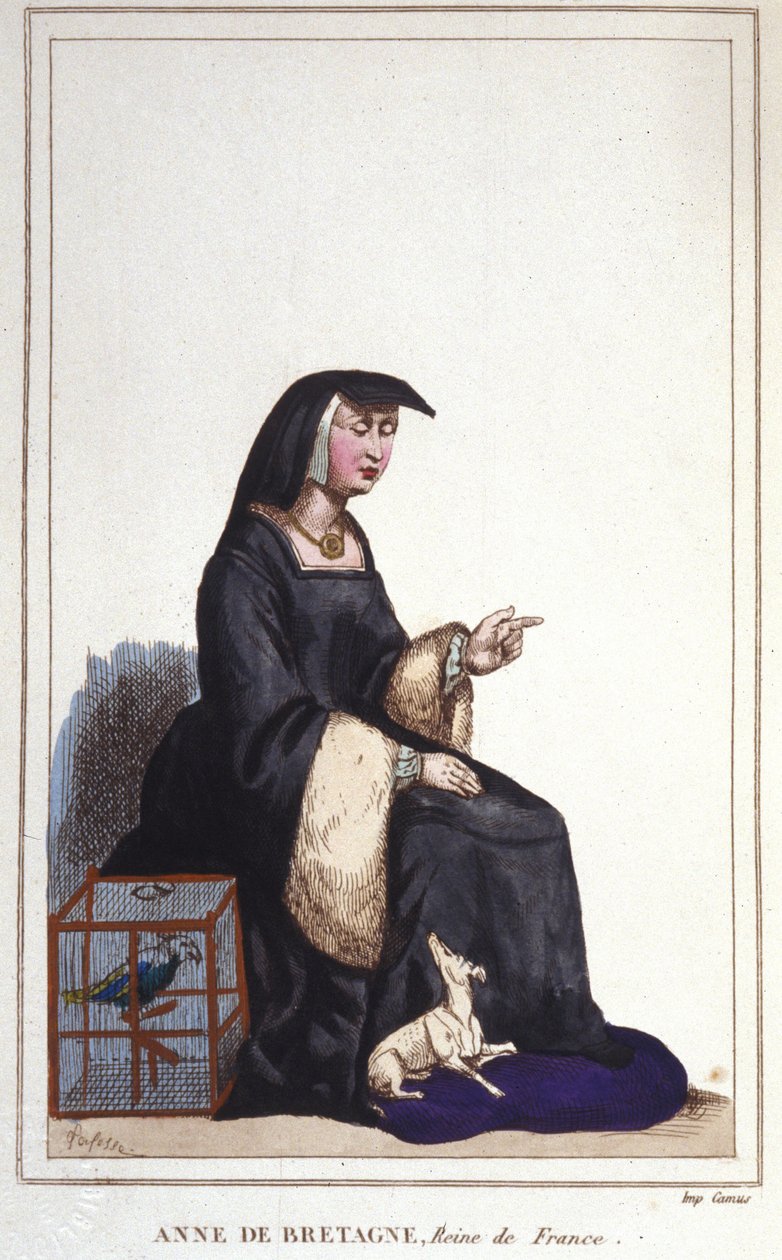 Portrait of Anne of Brittany (1476-1514), Queen of France, wife of Charles VIII then Louis XII. Engraved from 1830 作者 未知艺术家