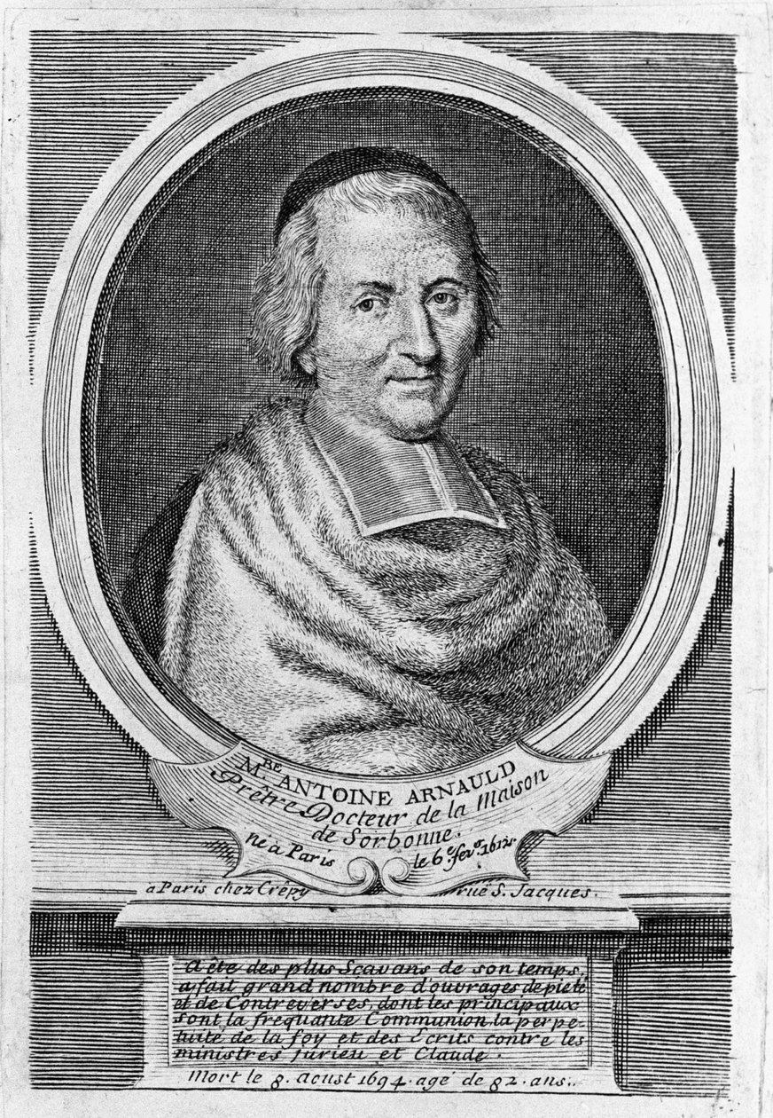 Antoine Arnauld dit le Grand Arnauld (1612-1694) 的肖像，法国牧师、神学家、哲学家和数学家，詹森派成员。 作者 未知艺术家