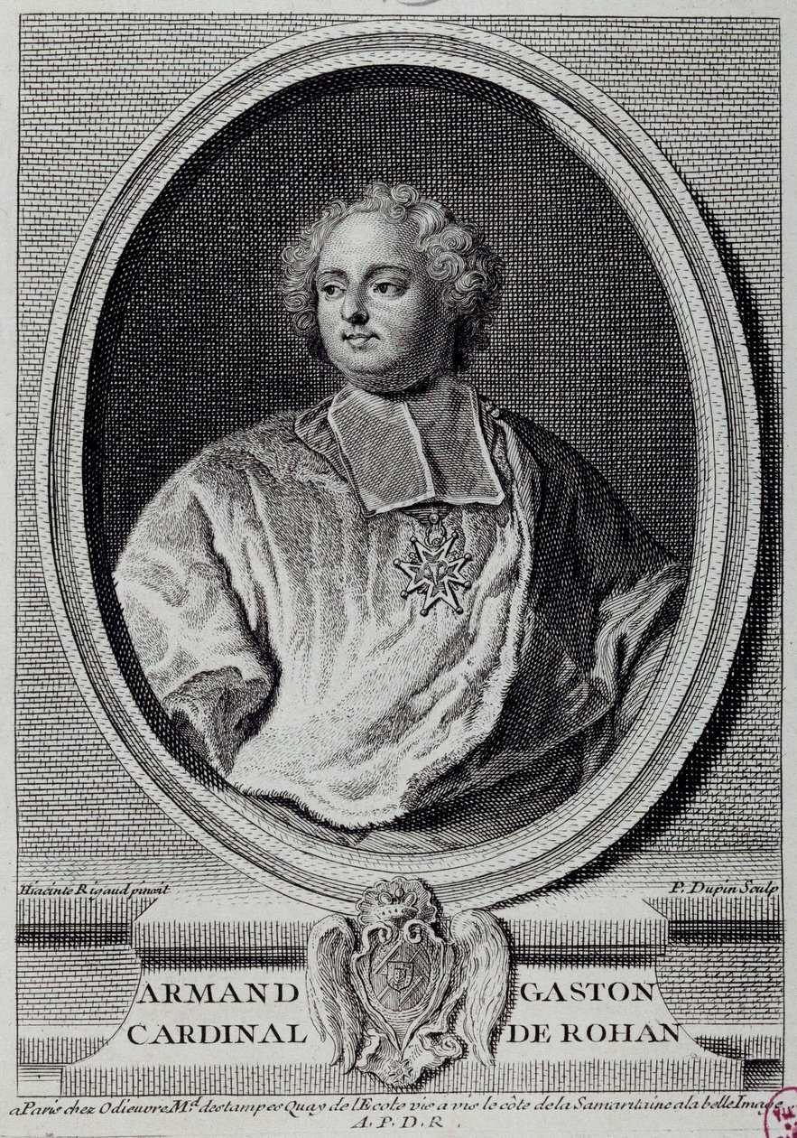 Armand Gaston Maximilien 的肖像，Cardinal de Rohan (1674-1749) 雕刻 18 世纪巴黎，Musee Carnavalet 作者 未知艺术家