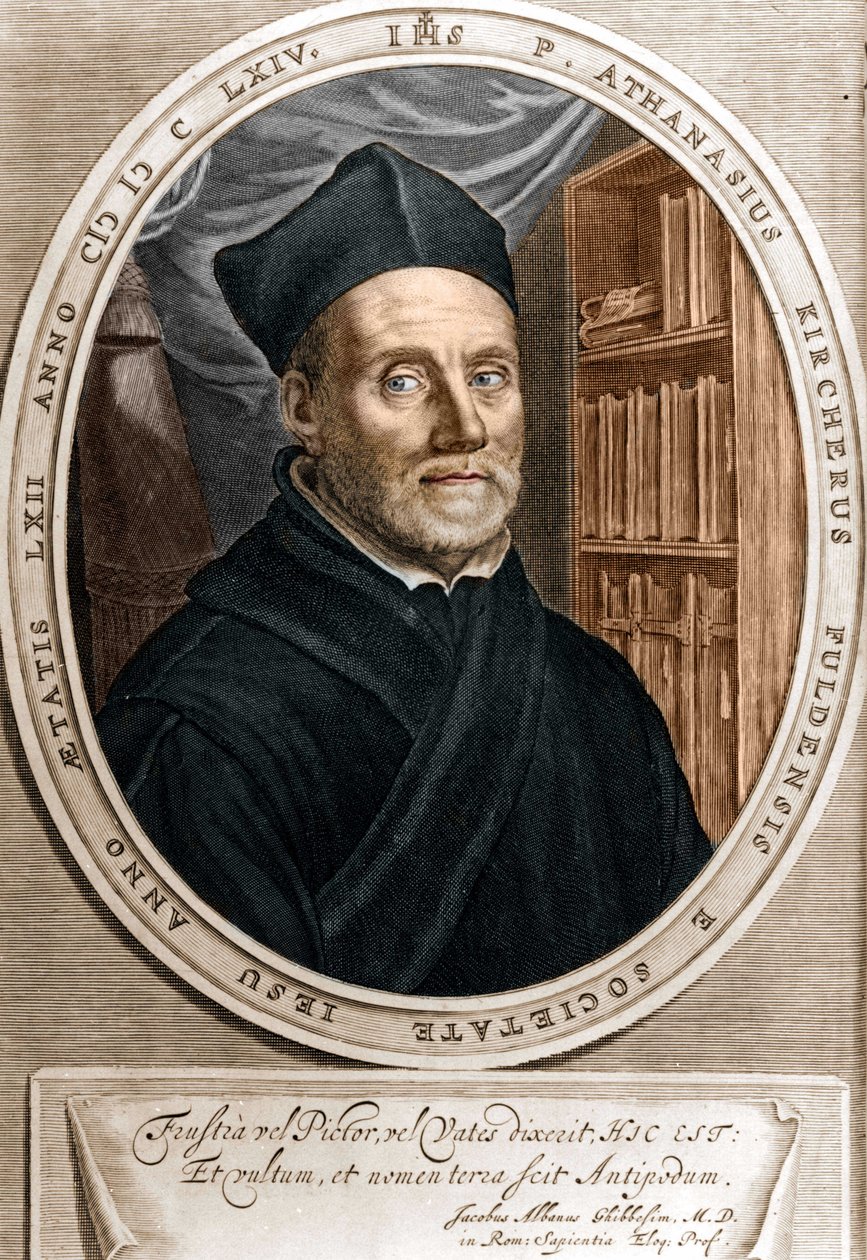Athanasius Kircher 的肖像 (1601 - 1680)，耶稣会士，东方学家和德国学者 - 雕刻 sd 18 世纪 作者 未知艺术家