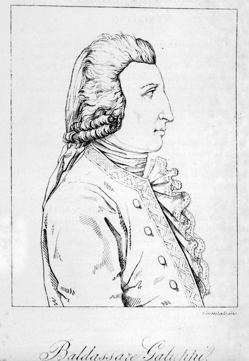 Baldassare Galuppi 的肖像。 意大利作曲家（1706 年至 1785 年）18 世纪后期的威尼斯版画 作者 未知艺术家