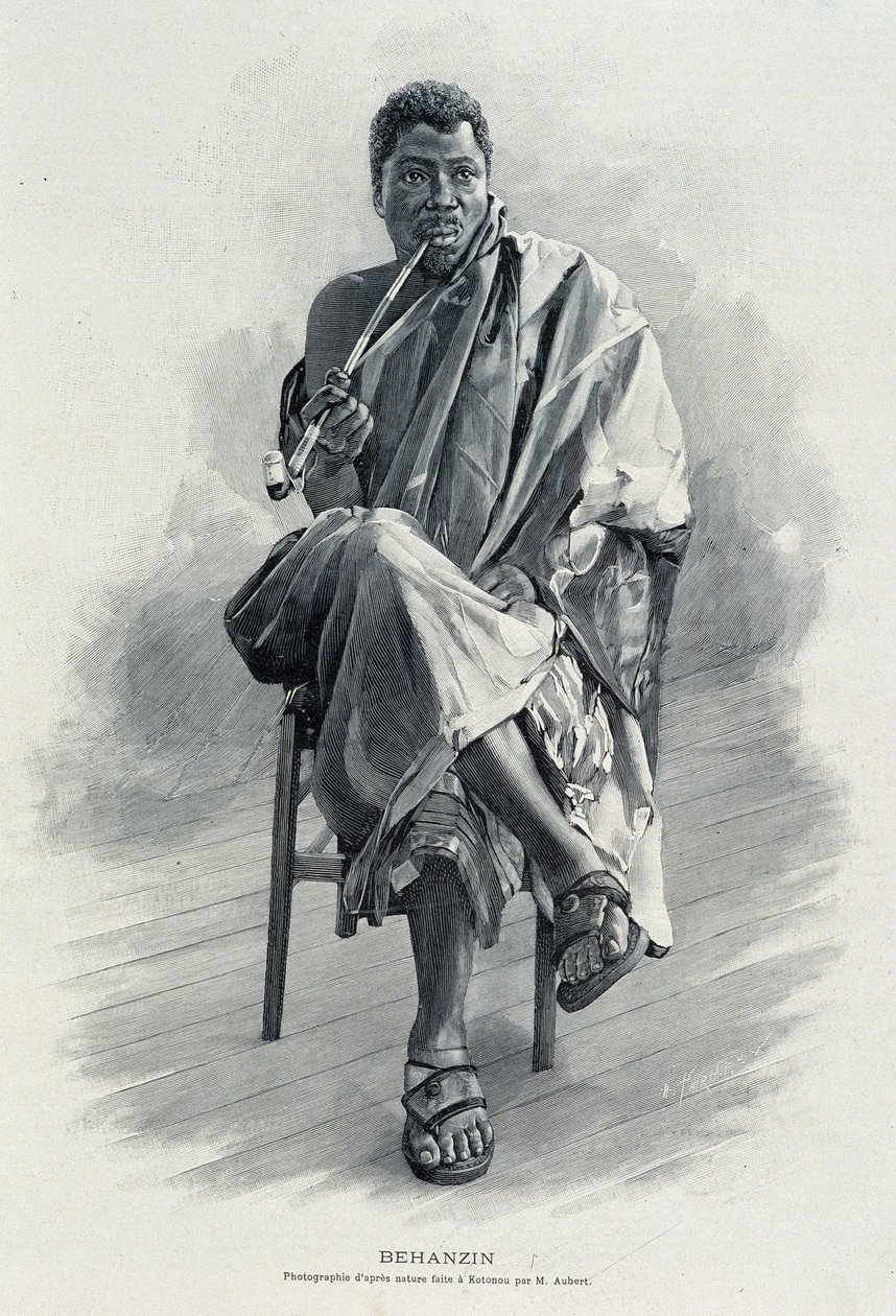 达荷美（今贝宁）国王贝汉津（1844-1900）的肖像。 作者 未知艺术家