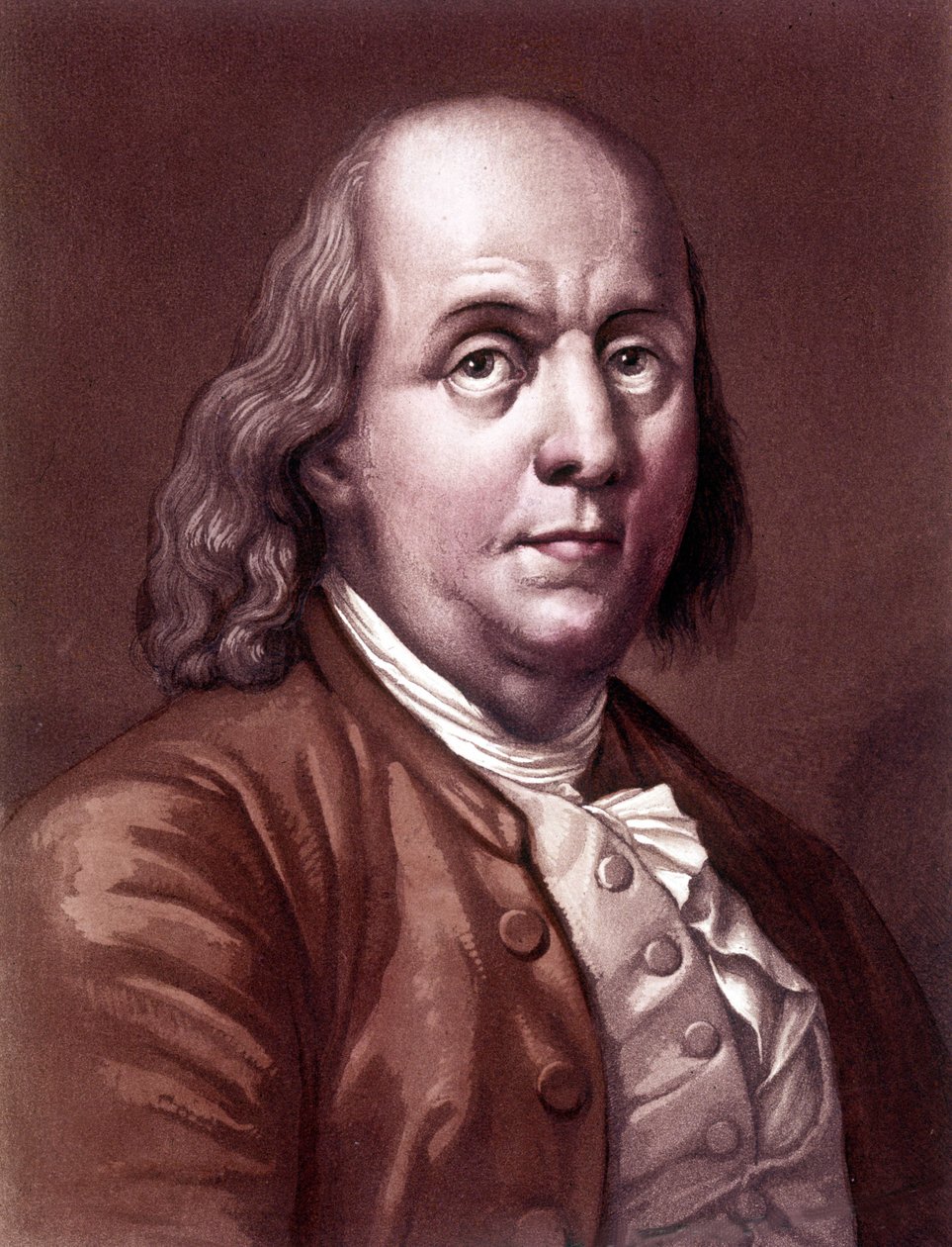 本杰明·富兰克林 (1706-1790) 的肖像，美国哲学家、物理学家和大使。 作者 未知艺术家