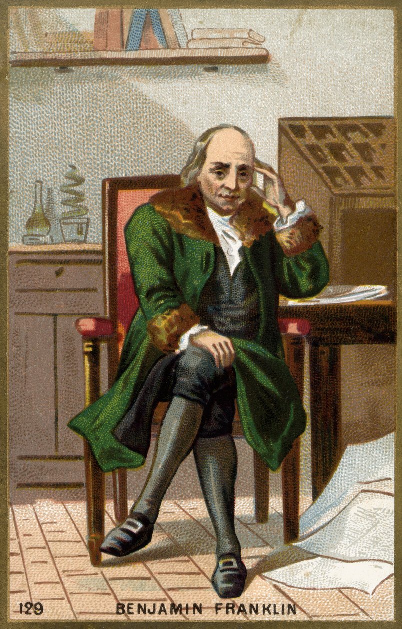 本杰明-富兰克林（1706 - 1790）的画像，美国政治家、纪念家、小册子作者和物理学家。 作者 未知艺术家