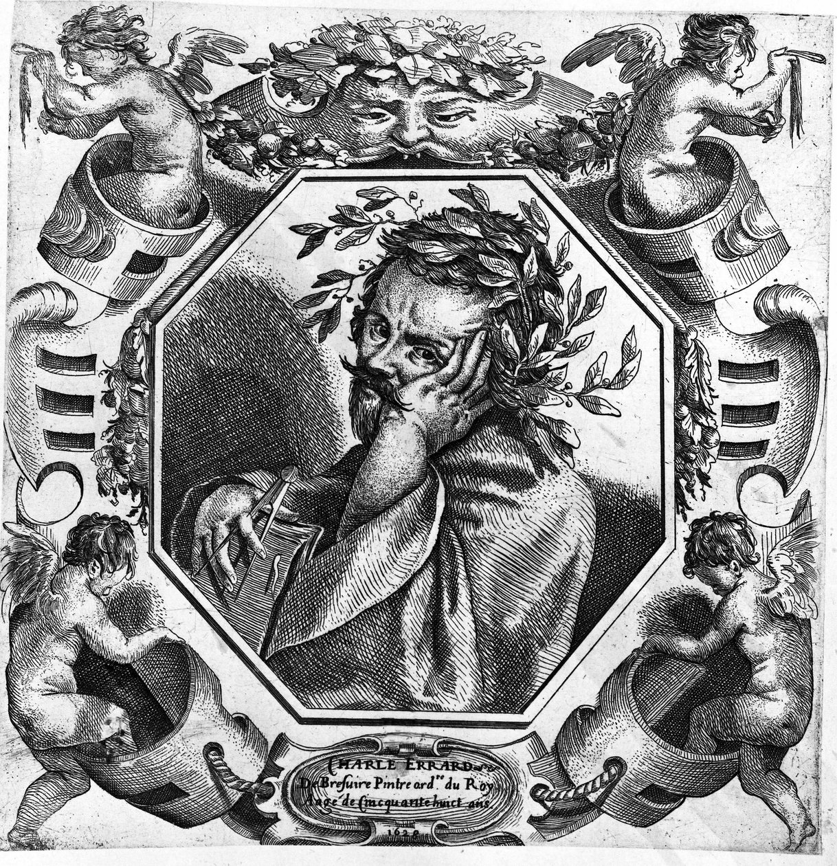 法国画家、绘图员和建筑师夏尔-埃拉尔（1606-1689）的画像 作者 未知艺术家