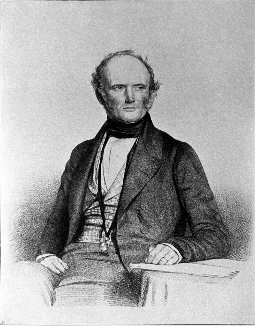 查尔斯·莱尔 (Charles Lyell) (1797 - 1875) 的肖像，苏格兰地质学家。 作者 未知艺术家