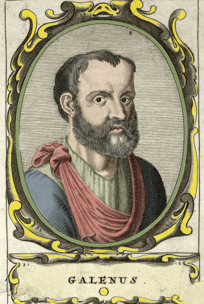 Claude Galien 的肖像（Claudio Galeno 或 Claudius Galenus 或 Galen，v. 131 - v. 201），希腊医生。 18 世纪雕刻。 作者 未知艺术家