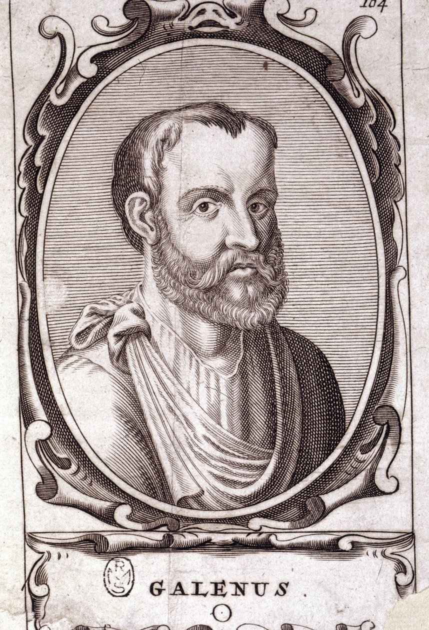 Claude Galien 的肖像（Klaudios Galenos 或 Claudio Galeno 或 Claudius Galenus 或 Galen，v. 131 - v. 201），希腊医生。 18 世纪雕刻。 作者 未知艺术家