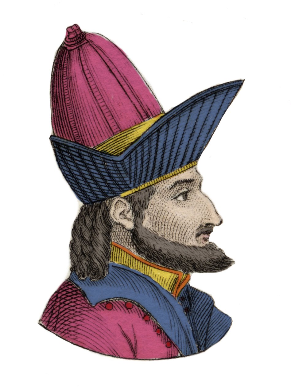 康斯坦丁十一世（或十二世）古生物学家，被称为Dragases（Constantine XI Palaiologos）（1404-1453），拜占庭皇帝的肖像。19世纪的雕版画。 作者 未知艺术家