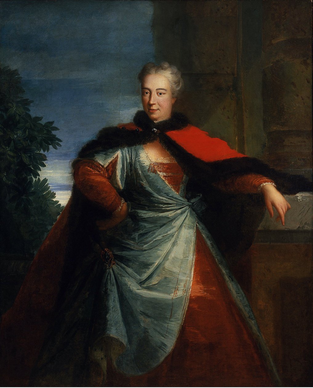 伯爵夫人Elzbieta Helena Sieniawska (1669-1729), nee Lubomirska的画像，匿名。布面油画，尺寸：160x129，18世纪前三分之一，Muzeum Narodowe，华沙。 作者 未知艺术家