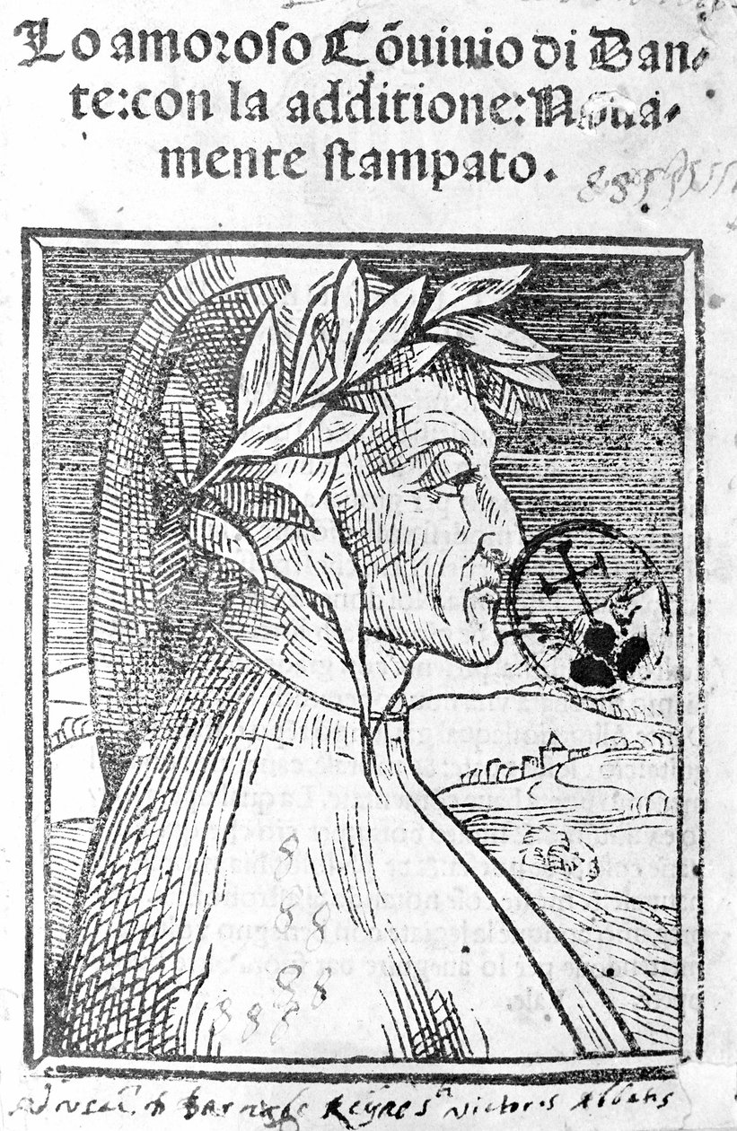 Portrait of Dante Alighieri (1265 - 1321), Italian poet. Frontispice of “” Il Convivio”” 作者 未知艺术家
