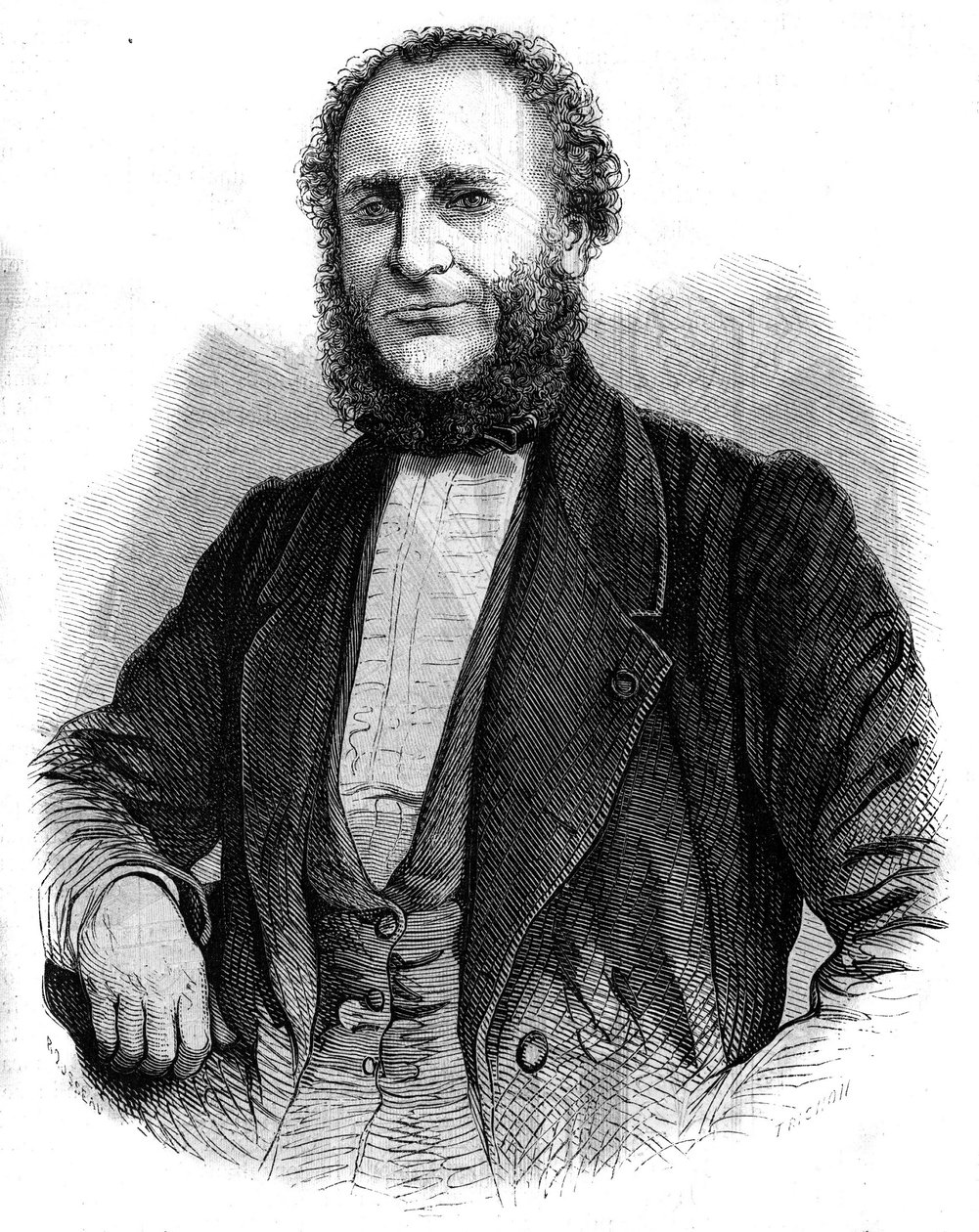 Jobert de Lamballe医生（1799-1867）的肖像，法国外科医生。在 "杰出的世界 "中的版画。 作者 未知艺术家