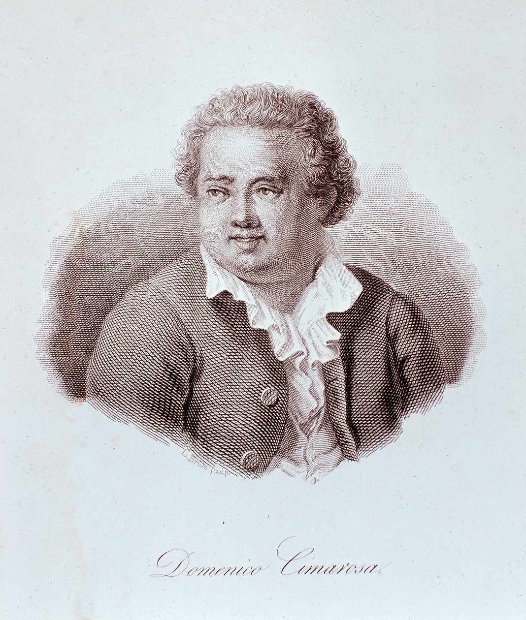 Domenico Cimarosa (1749-1801) 意大利作曲家的肖像雕刻。 18世纪。 米兰，音乐学院图书馆 作者 未知艺术家