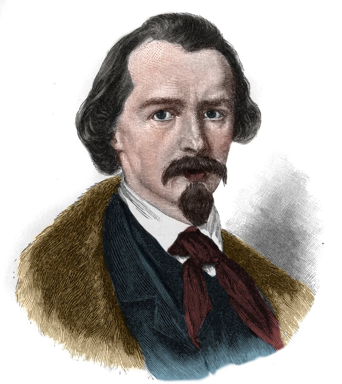 伊曼纽尔-冯-盖贝尔（1815-1884）德国诗人和剧作家的画像。 作者 未知艺术家
