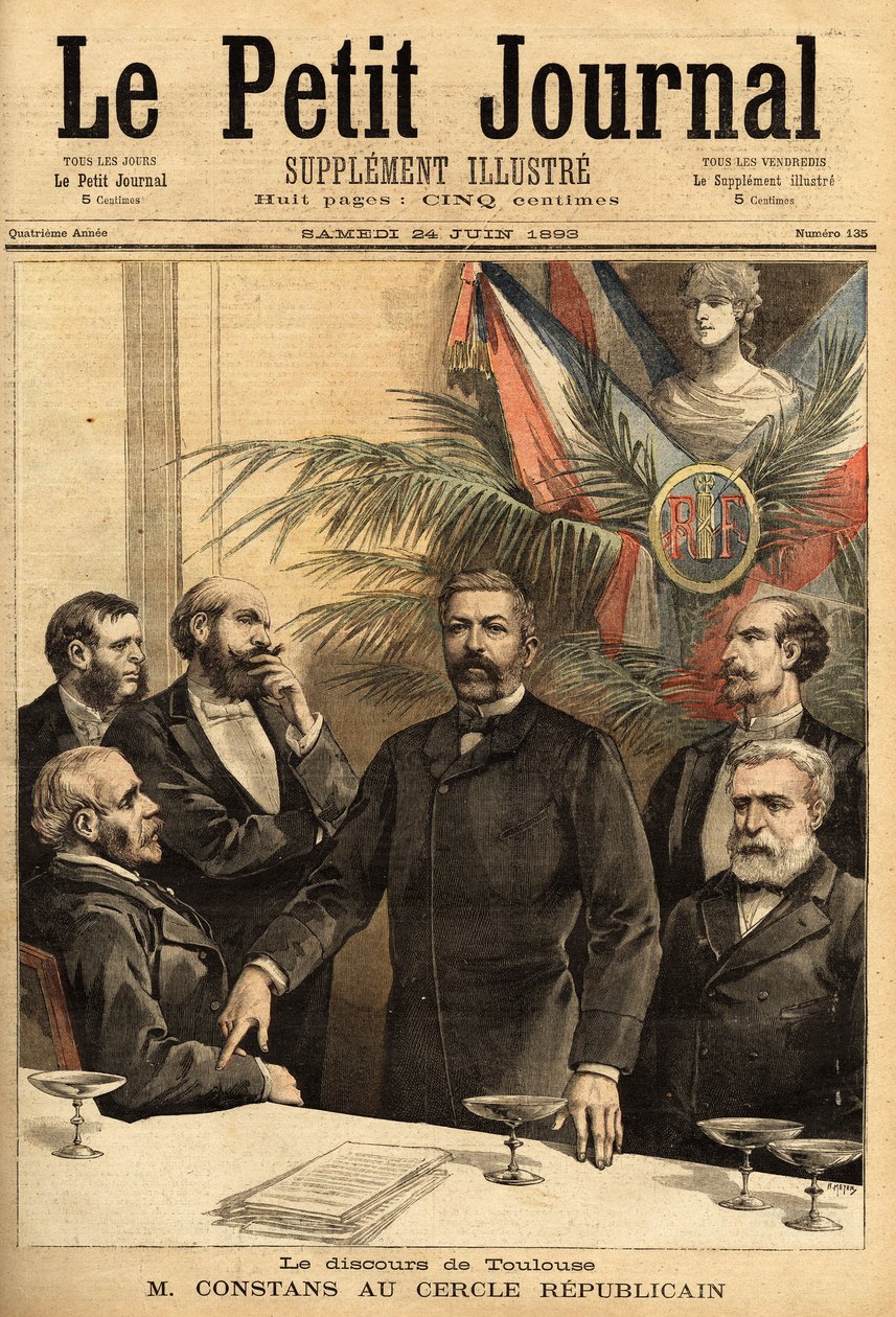 Ernest Constans (1833-1913) 共和圈子的肖像，法学教授和政治家，他曾多次担任内政部长和印度支那首任总督，受法国保护。 雕刻在“”Le petit journal”” 24/06/1 作者 未知艺术家