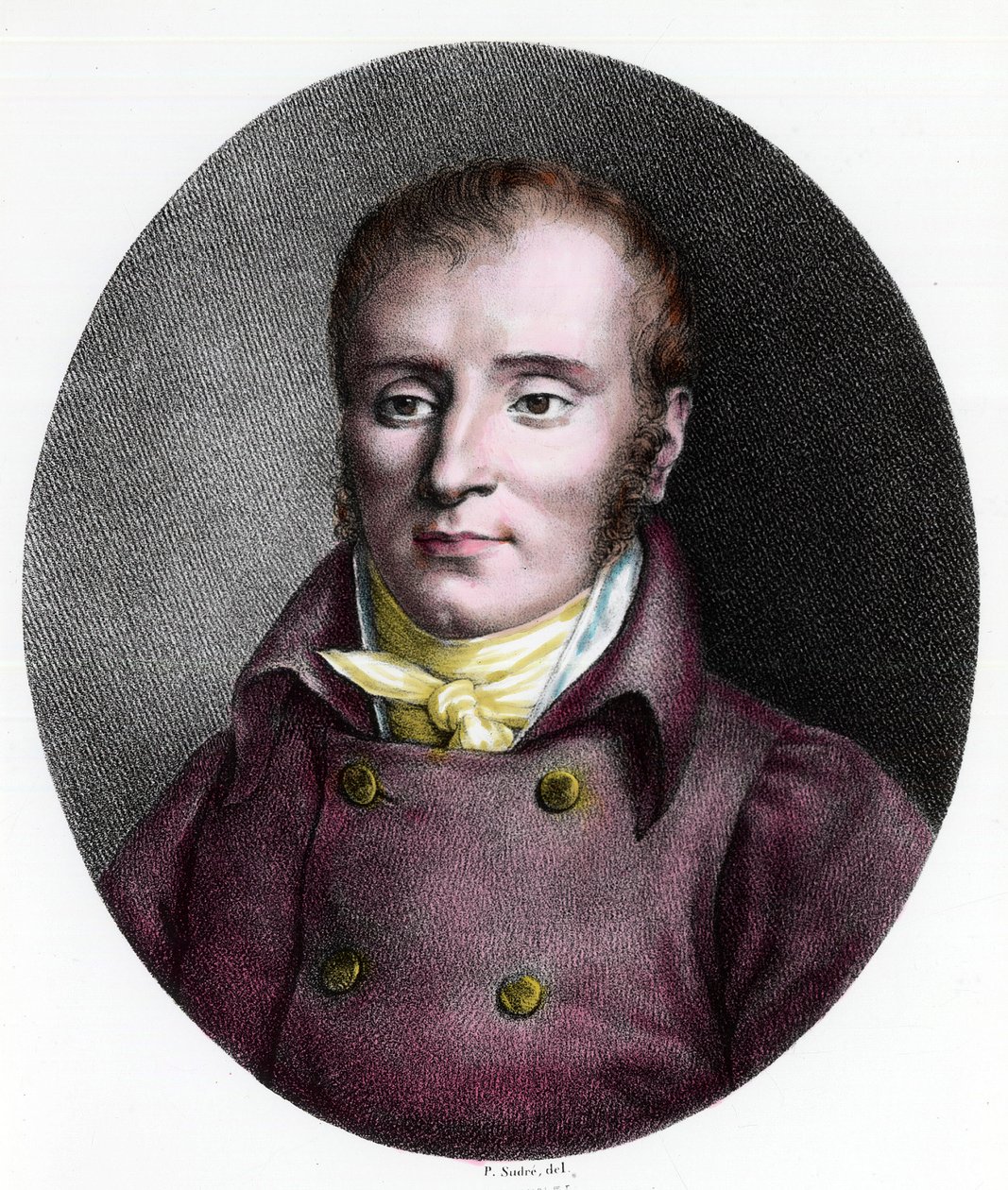 Francois Xavier Bichat (1771 - 1802) 的肖像，法国医生。 18 世纪的雕刻。 私人收藏。 作者 未知艺术家