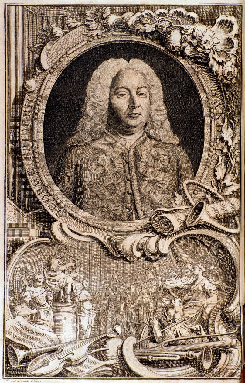乔治·弗里德里希·亨德尔 (ou Handel) (1685-1759) 18 世纪“亚历山大盛宴”的卷首画。 博洛尼亚，市民书目博物馆 作者 未知艺术家