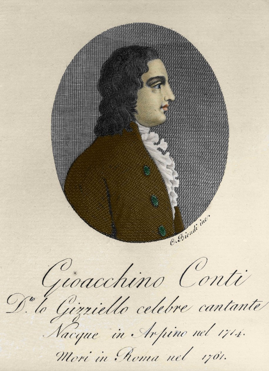 Gioacchino Conti 的肖像，dit Gizziello (1714-1761) (Castrat) (Castrato) 意大利人。 作者 未知艺术家