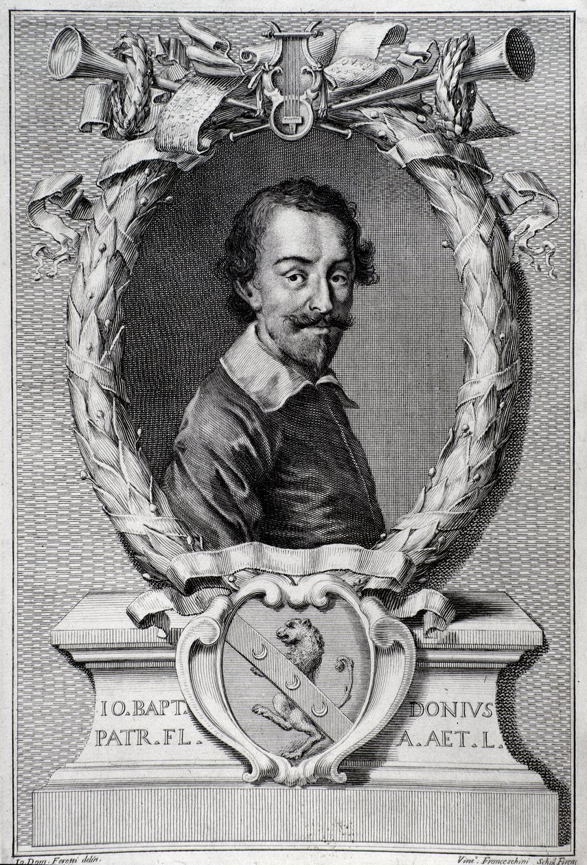 乔瓦尼·巴蒂斯塔·多尼 (Giovanni Battista Doni) 的肖像 (1596-1647) 意大利音乐学家 “Lyra Barberin” 卷首版版画 作者 未知艺术家