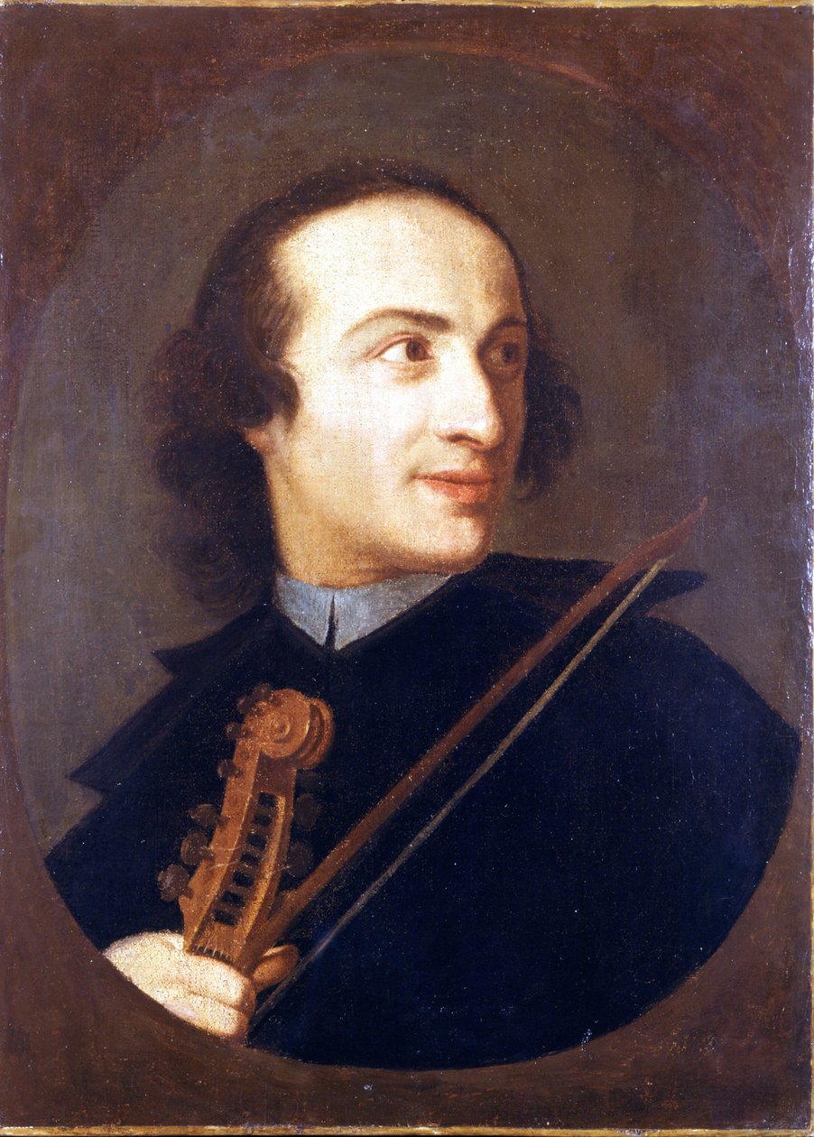 朱塞佩·塔蒂尼 (Giuseppe Tartini) (1692 - 1770) 的肖像，意大利小提琴家和作曲家。 城堡博物馆。 米兰 作者 未知艺术家