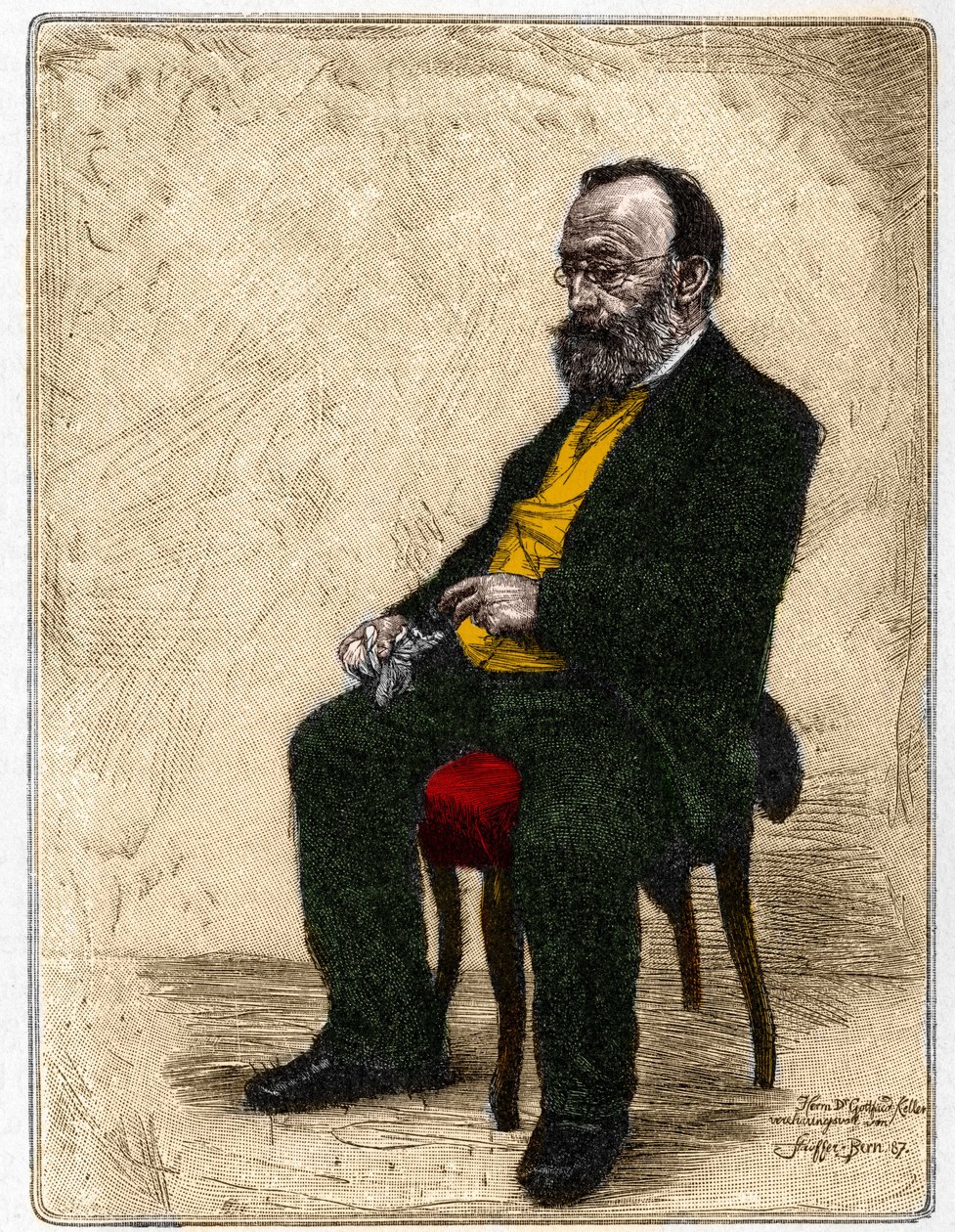戈特弗里德-凯勒（1819-1890）的画像，瑞士德语作家和诗人。 作者 未知艺术家