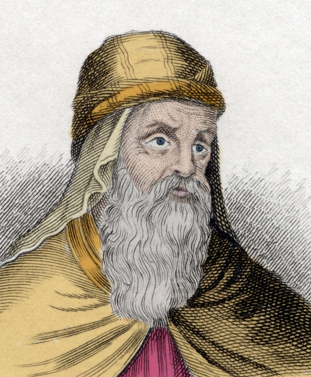 Gregoire de Nazianze (Naziance) (Gregory of Nazianzus) 的肖像，被称为 The Young，或 Gregoire the Theologian (329 -390)，19 世纪教堂版画的神学家和博士。 作者 未知艺术家
