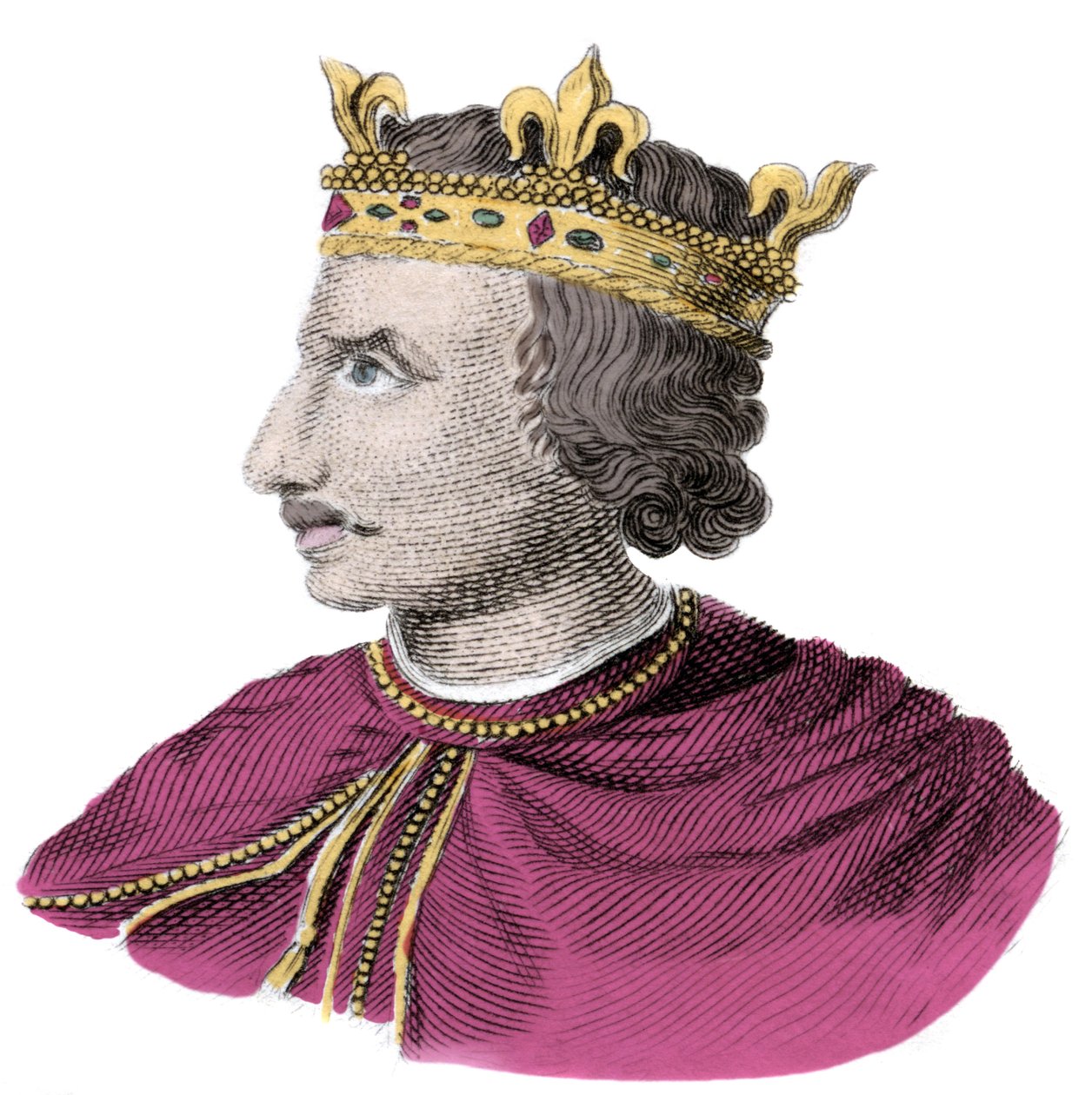 亨利一世博克莱尔 (1068-1135) 的肖像，英格兰第三任诺曼国王。 19 世纪的雕刻 作者 未知艺术家