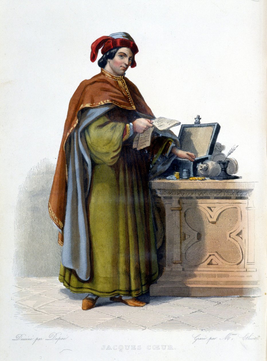 法国商人 Jacques Coeur 的肖像（1395 - 1456） - 在“Le Plutarque Français”，编辑。 门内谢 作者 未知艺术家