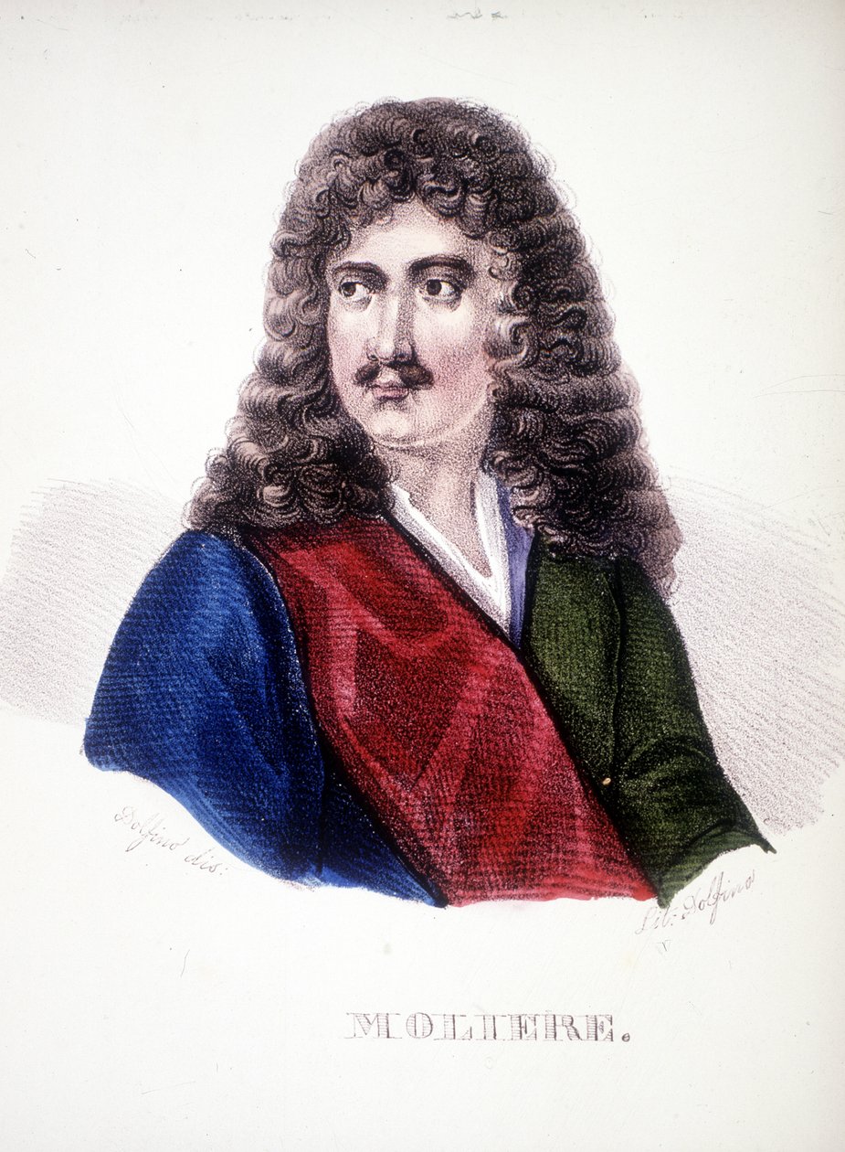 让·巴蒂斯特·波克兰 (Jean Baptiste Pocquelin) 的肖像，被称为“莫里哀”。 (1622-1673) 作者 未知艺术家