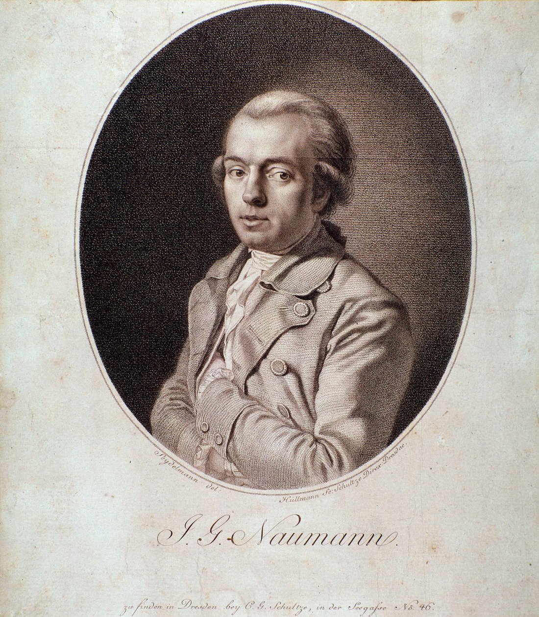 约翰·戈特利布·瑙曼 (Johann Gottlieb Naumann) 的肖像（雕刻） 作者 未知艺术家